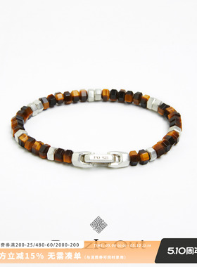 PUZZLEOUT天然黄虎眼石纯银HexBead六角珠手链纯手工做旧男女礼物