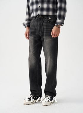 LEZORA 秋冬黑牛王！美国cone15oz重猫须vintage宽松直筒牛仔裤男