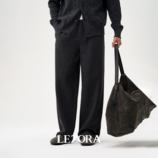 加厚Steady针织羊毛松紧腰慵懒直筒羊毛裤 男 御寒神器 LEZORA