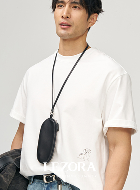 LEZORA及佳级cream cotton柔绒奶油棉 腊肠狗宽松圆领短袖T恤男夏