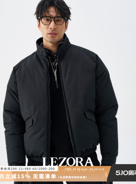 LEZORA日本进口pra原版面料 灯芯绒领插肩袖哈林顿鹅绒服男秋冬