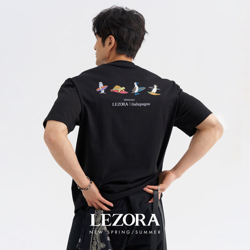 LEZORA冲浪动物匹马棉短袖T恤