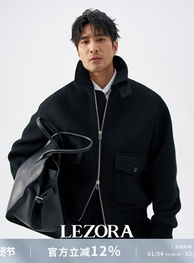 LEZORA厚款美丽奴羊毛A2！Steady圈圈羊毛蓬松秋冬翻领飞行夹克男