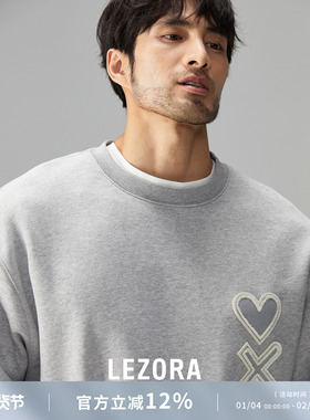 LEZORA定织510g重磅毛圈棉！爱心与dead贴布刺绣廓形圆领卫衣男秋