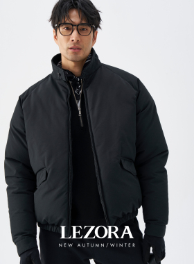 LEZORA日本进口pra原版面料 灯芯绒领插肩袖哈林顿鹅绒服男秋冬