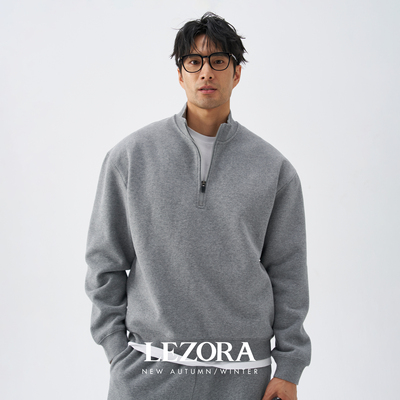 LEZORA街头运动厚款半拉链卫衣