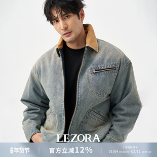 LEZORA 风暴骑士!进口土耳其11.75oz丹宁加厚格纹内衬牛仔夹克男