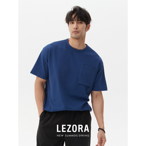 lezora桑蚕丝珠地棉口袋短袖T恤