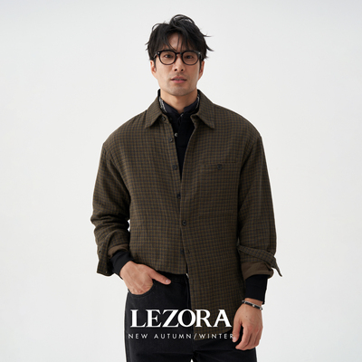 LEZORA格纹全棉秋冬厚款衬衫