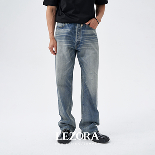 LEZORA土耳其13.75oz赤耳丹宁 男春 超复杂水洗vintage直筒牛仔裤