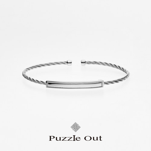 PUZZLEOUT方块925银扭花手镯