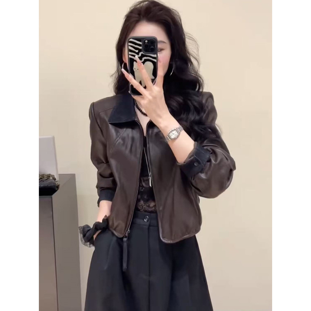 欧货复古机车风短款皮衣外套女2025秋季新款宽松显瘦夹克pu上衣潮
