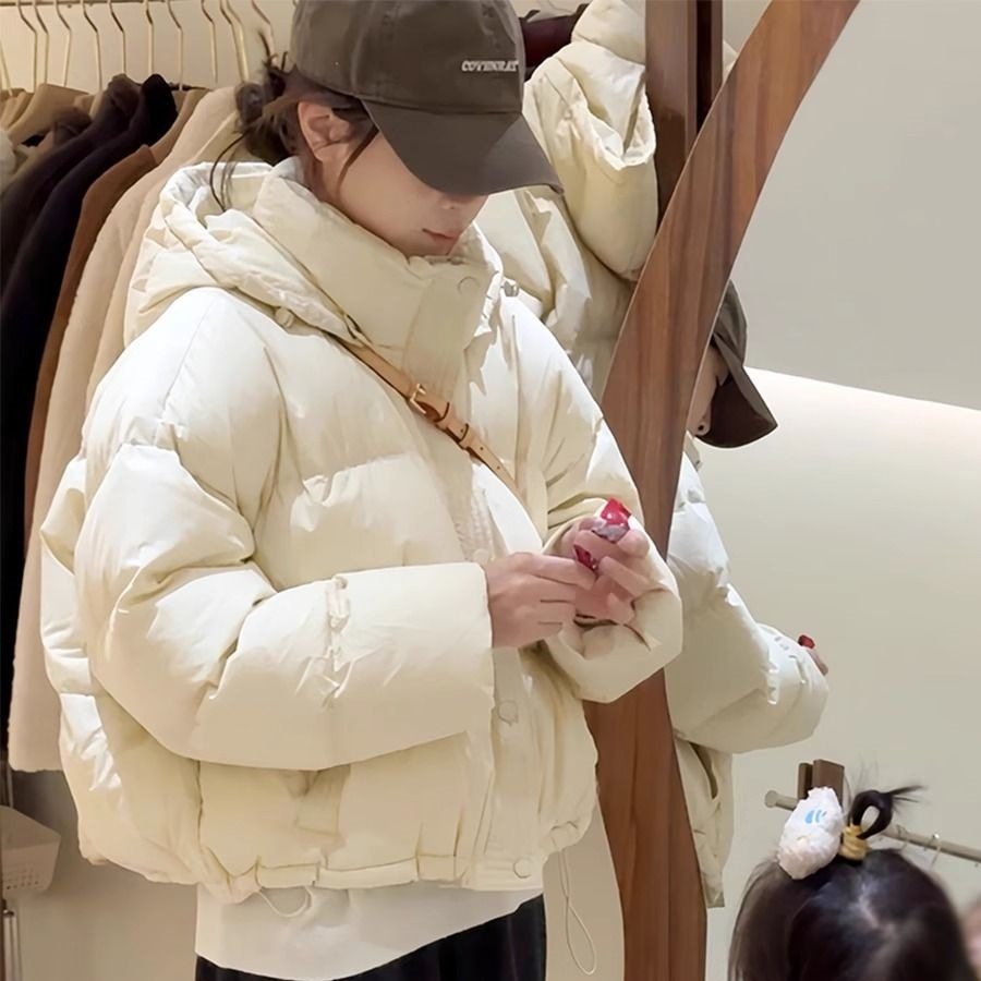 连帽短款棉服女装2026年冬季新款小个子时尚百搭面包服保暖厚外套