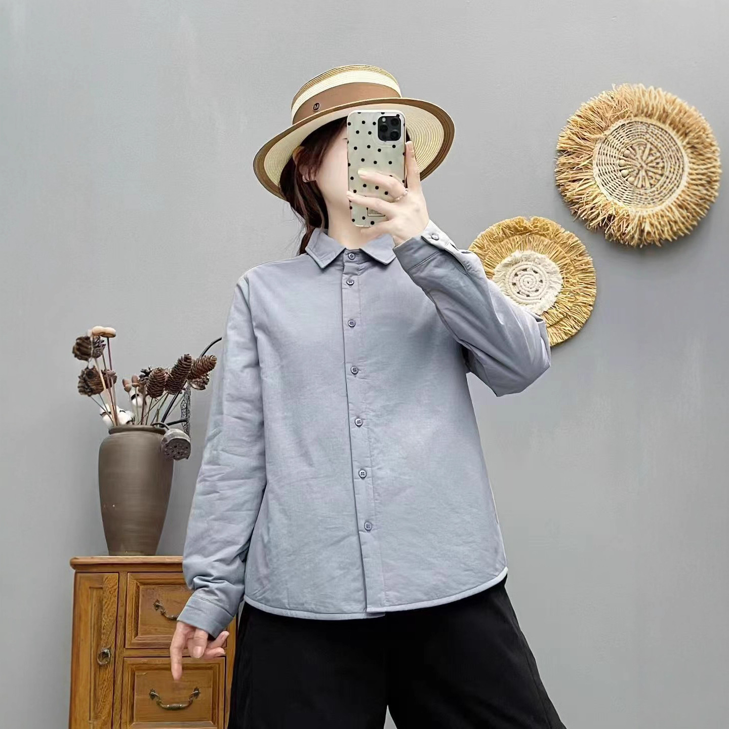 25年冬款棉衣女加棉加厚保暖新款棉服衬衫新款纯色学院风棉袄外套