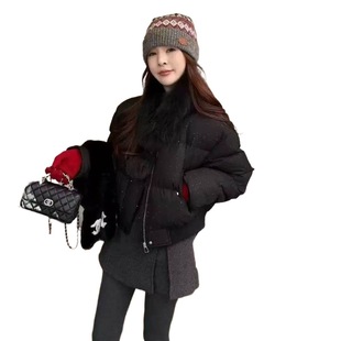 韩系可脱卸毛领羽绒棉服女2025冬季新款宽松显瘦百搭保暖短款外套