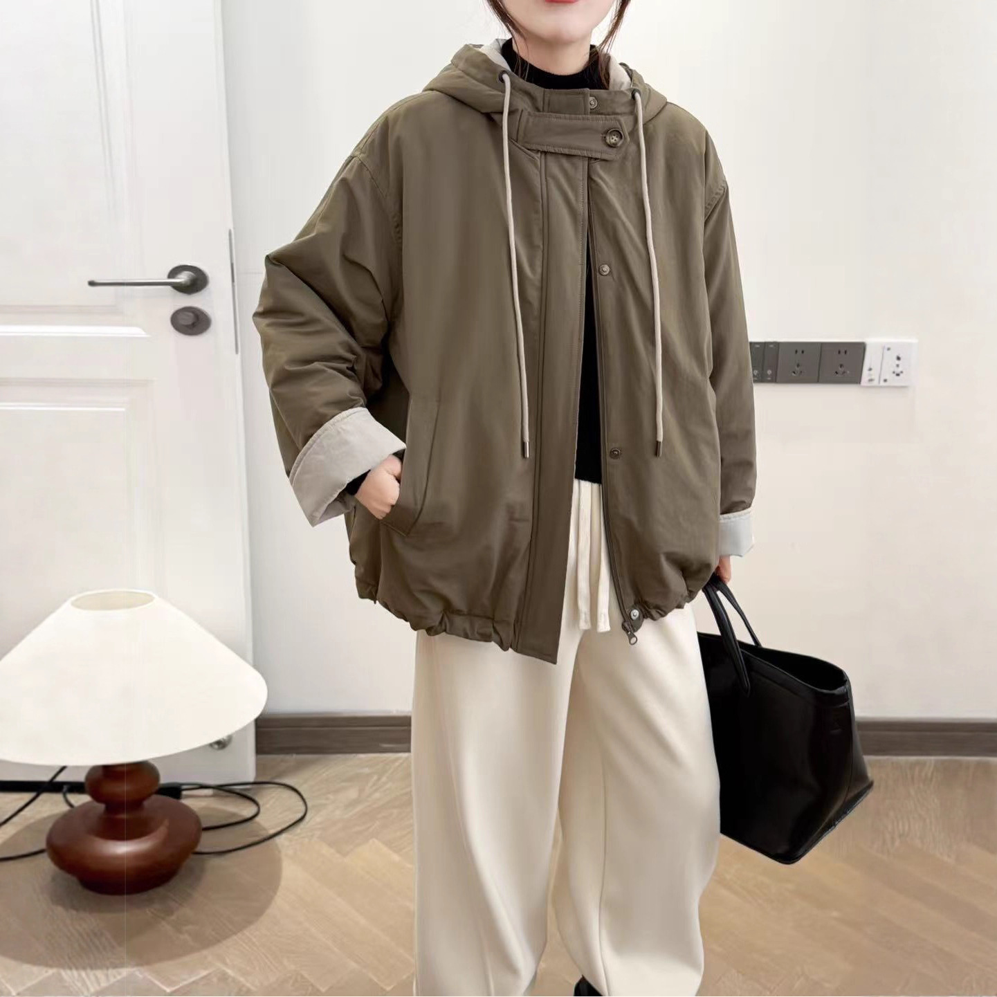 2025冬款棉衣女加棉加厚保暖棉服外套连帽学院风休闲新款棉衣新款