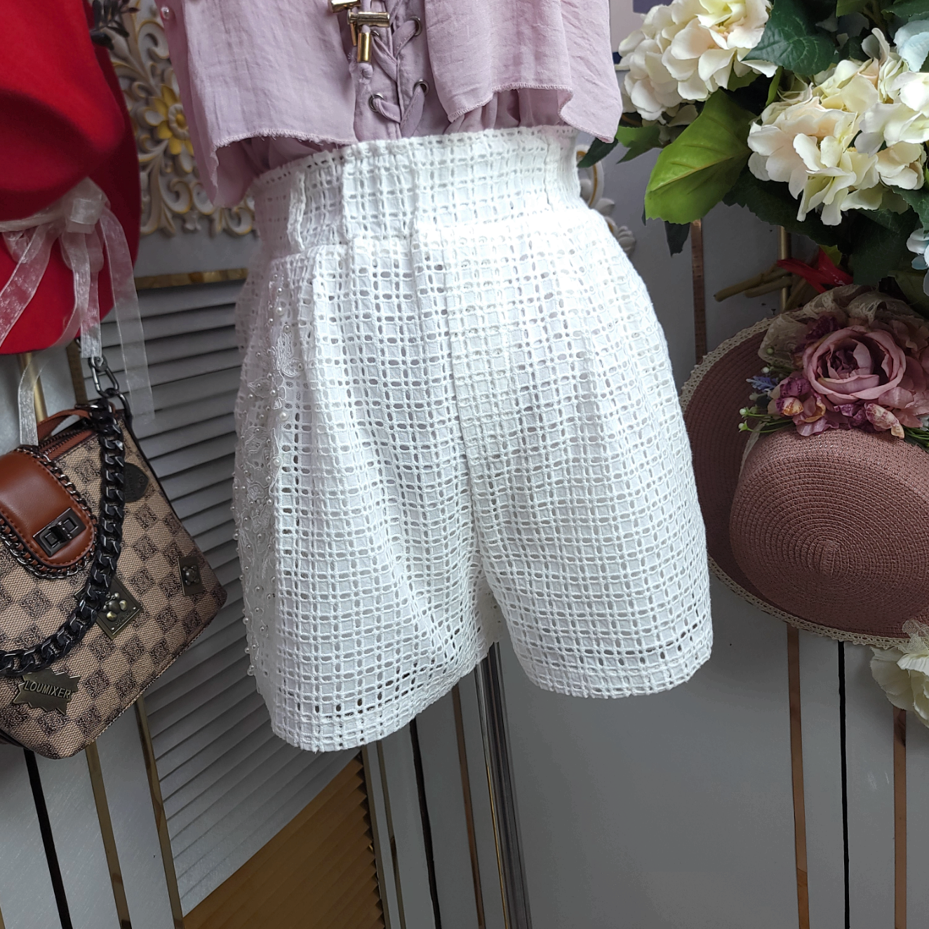 白色棉麻A字阔腿裤女韩版宽松休闲松紧腰高腰短裤女夏薄款短裤潮