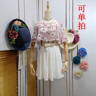 印花雪纺衫时尚套装女夏季新款气质高级感显瘦衬衫上衣短裙两件套