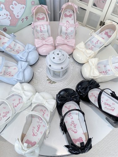 清仓B品蝴蝶结lo鞋圆头