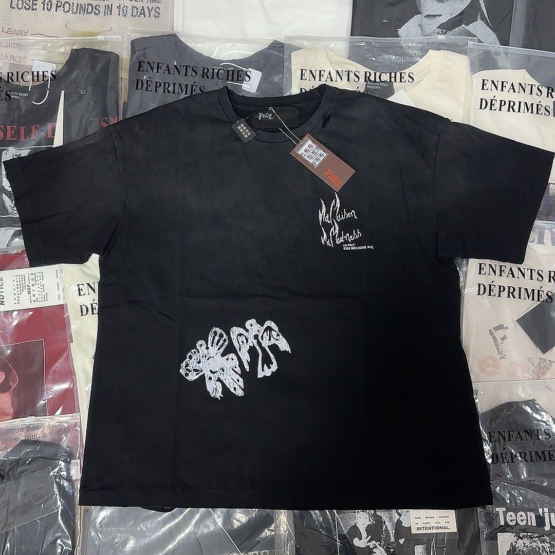 纯原版本Paly Hollywood 限定胶囊系列印花做旧破洞短袖美式T恤男