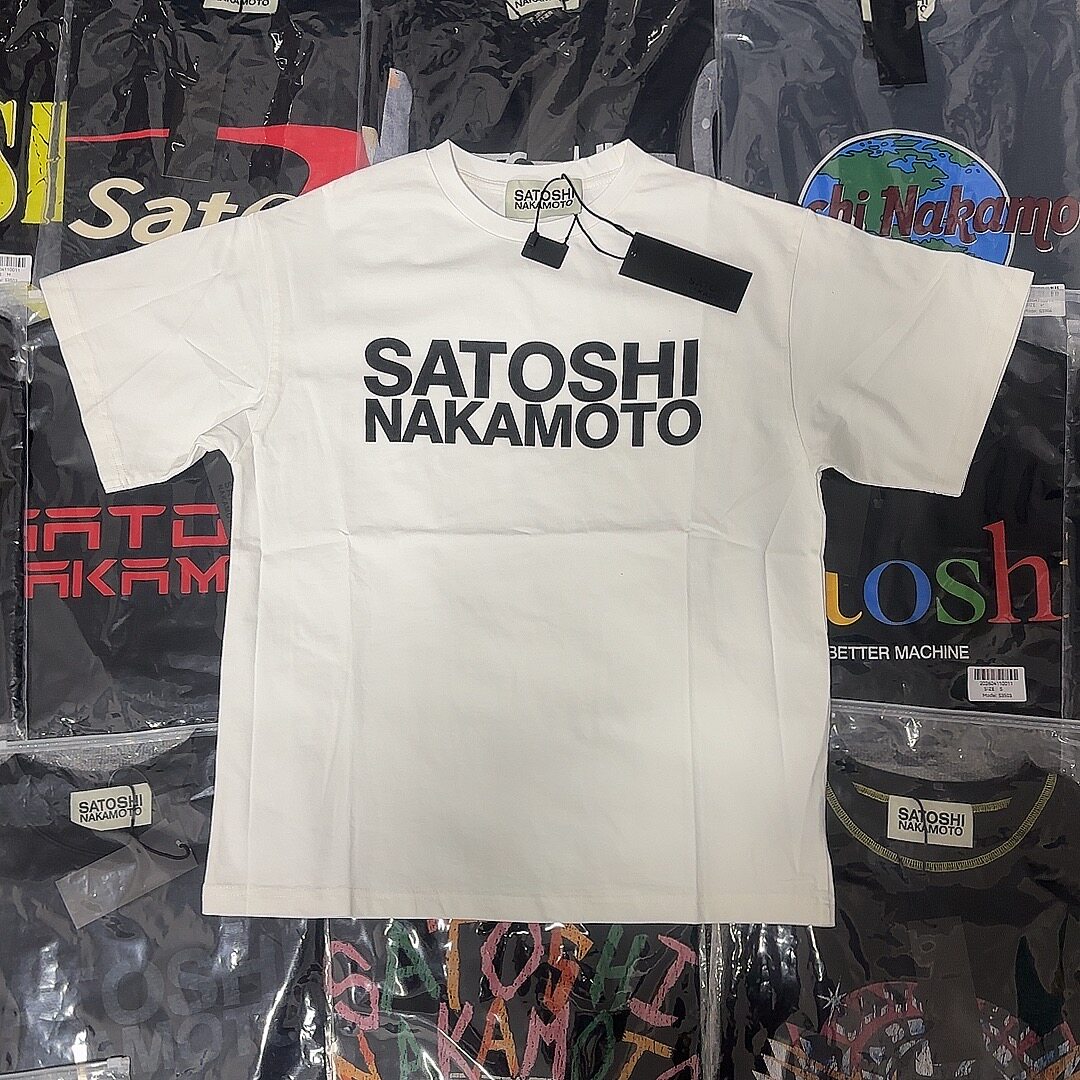Satoshi Nakamoto 美式水洗做旧字母印花短袖男女同款宽松圆领T恤图片