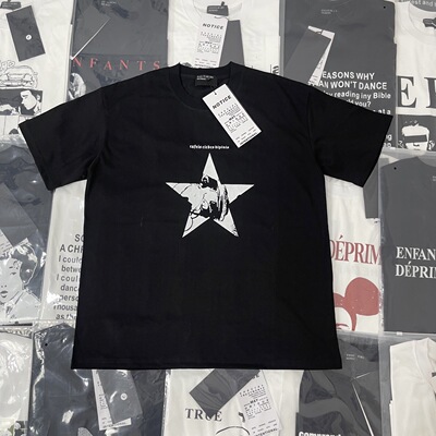 纯原顶板 ERD忧郁的富二代五芒星纯棉圆领字母印花短袖T恤男女