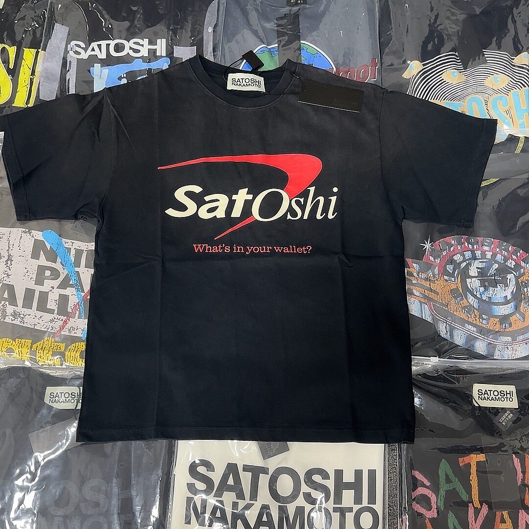 Satoshi Nakamoto 美式水洗做旧字母印花短袖男女同款宽松圆领T恤图片