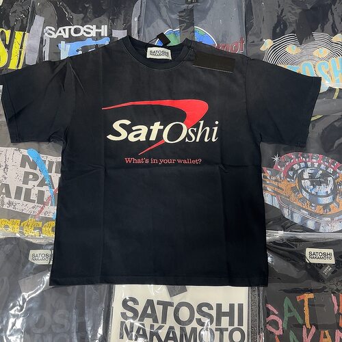 Satoshi Nakamoto 美式水洗做旧字母印花短袖男女同款宽松圆领T恤