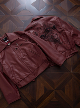 纯原顶板 ERD忧郁的富二代定染大烟染色宽松廓形PU皮衣夹克外套男