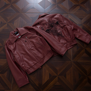 纯原顶板 ERD忧郁的富二代定染大烟染色宽松廓形PU皮衣夹克外套男