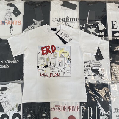 纯原顶板 ERD忧郁的富二代动漫插画警局暴动纯棉圆领字母印花短袖