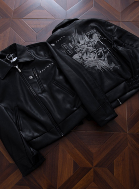 纯原顶板 ERD忧郁的富二代定染大烟染色宽松廓形PU皮衣夹克外套男