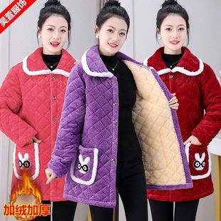 四川省服中老年妈妈棉袄洋气冬季 冬天罩衣女外穿胖人罩衣 宽松时尚
