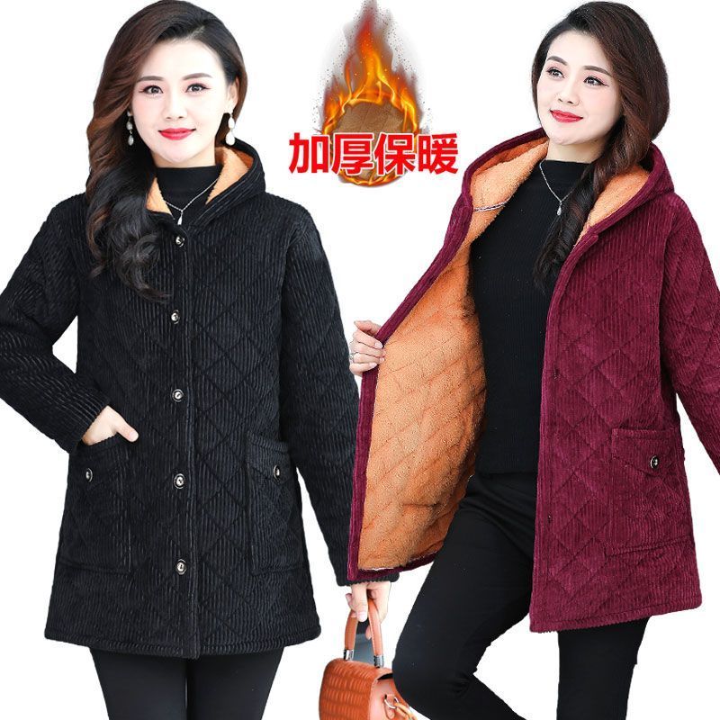 四川省服中老年棉衣女冬中长款时尚加绒加厚罩衣妈妈外套奶奶棉袄