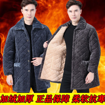 四川省服冬季棉衣男加绒加厚罩衣中长款保暖外套工作服大码厚棉服