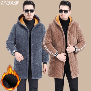 四川省服罩衣男冬季加绒加厚中长款棉衣中老年人耐脏防寒棉外套男