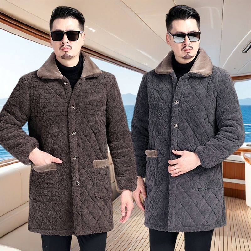 四川省服男士加绒加厚大码棉衣工作服新款冬季棉袄保暖中长款棉服