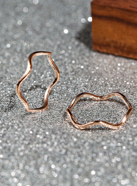 冷淡风简约小众设计气质不规则18K玫瑰金戒指女时尚个性学生ins潮