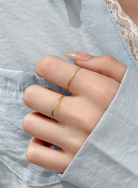 不掉色！ 简约素圈钛钢戒指女叠戴ins冷淡风超细光面食指关节尾戒