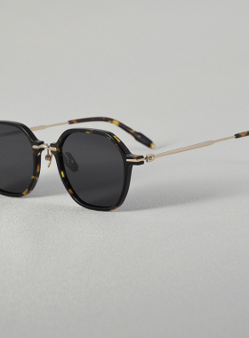 雅痞日式多边形太阳镜玳瑁色墨镜