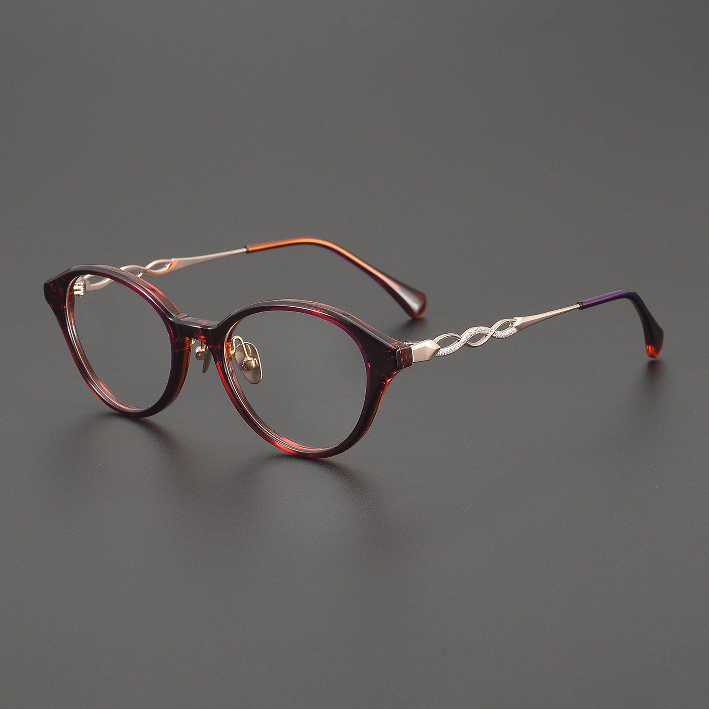 瑰丽绝轮！法式性感时尚猫眼双拼色板材眼镜框架超轻纯钛可配近视