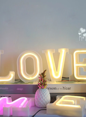 Led霓虹灯字母定制love表白求婚marryme生日蛋糕party房间装饰