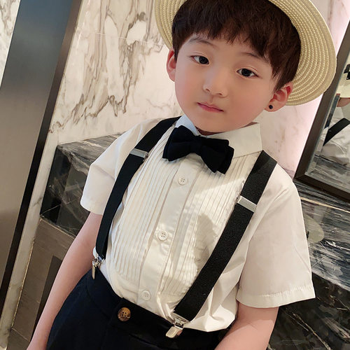 春夏新款英伦风宝宝衬衣短袖童装