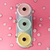 原创北欧陶瓷马卡龙调味罐三件套厨房用品调料盒佐料收纳盒调料罐