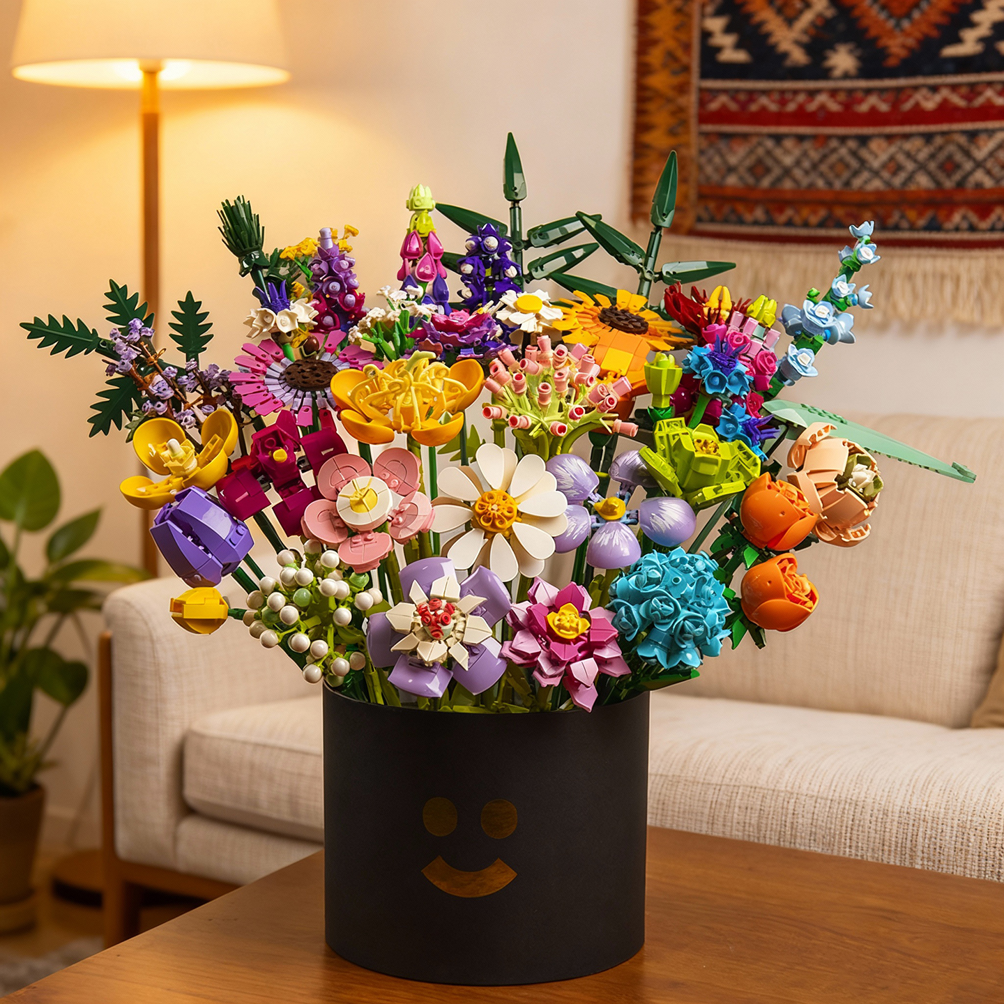 笑脸桶积木花束送男女孩生日礼物