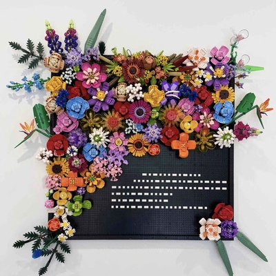 中国积木diy花墙小颗粒玫瑰花茉莉拼装玩具插花女生系列摆件礼物