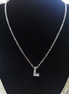 diy26抽芯字母上A钻活动铜项链个性毛衣链锁骨链礼物可定制多字母