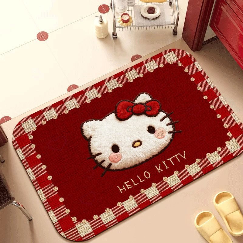 新年喜庆凯蒂猫硅藻泥地垫浴室卫生间门口防滑吸水脚垫子进门地毯,居家布艺,家用脚垫,淘宝优惠券,粉丝福利购,淘宝优惠卷