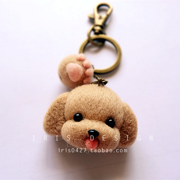 Iris手作羊毛毡狗狗泰迪柴犬八哥柯基博美钥匙车挂件定制创意礼物