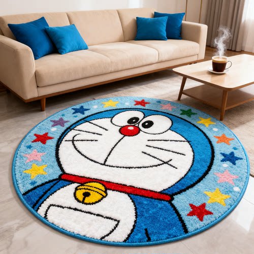 卡通可爱儿童房圆形地毯家用防滑